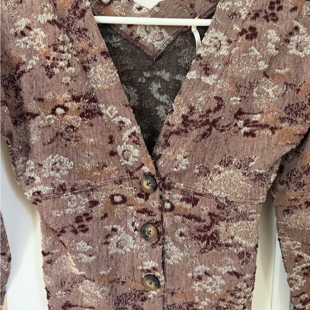 Floral Knit Cardigan with Button Detail